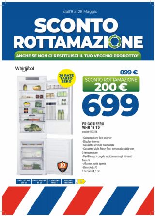 WHIRLPOOL FRIGO INCASSO WHR18TD